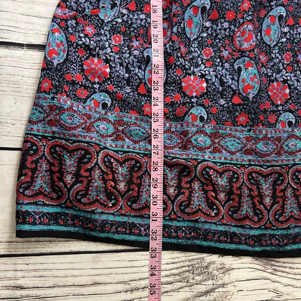 American Eagle Paisley Floral Boho Mini Dress Navy Red Teal Large L/G
